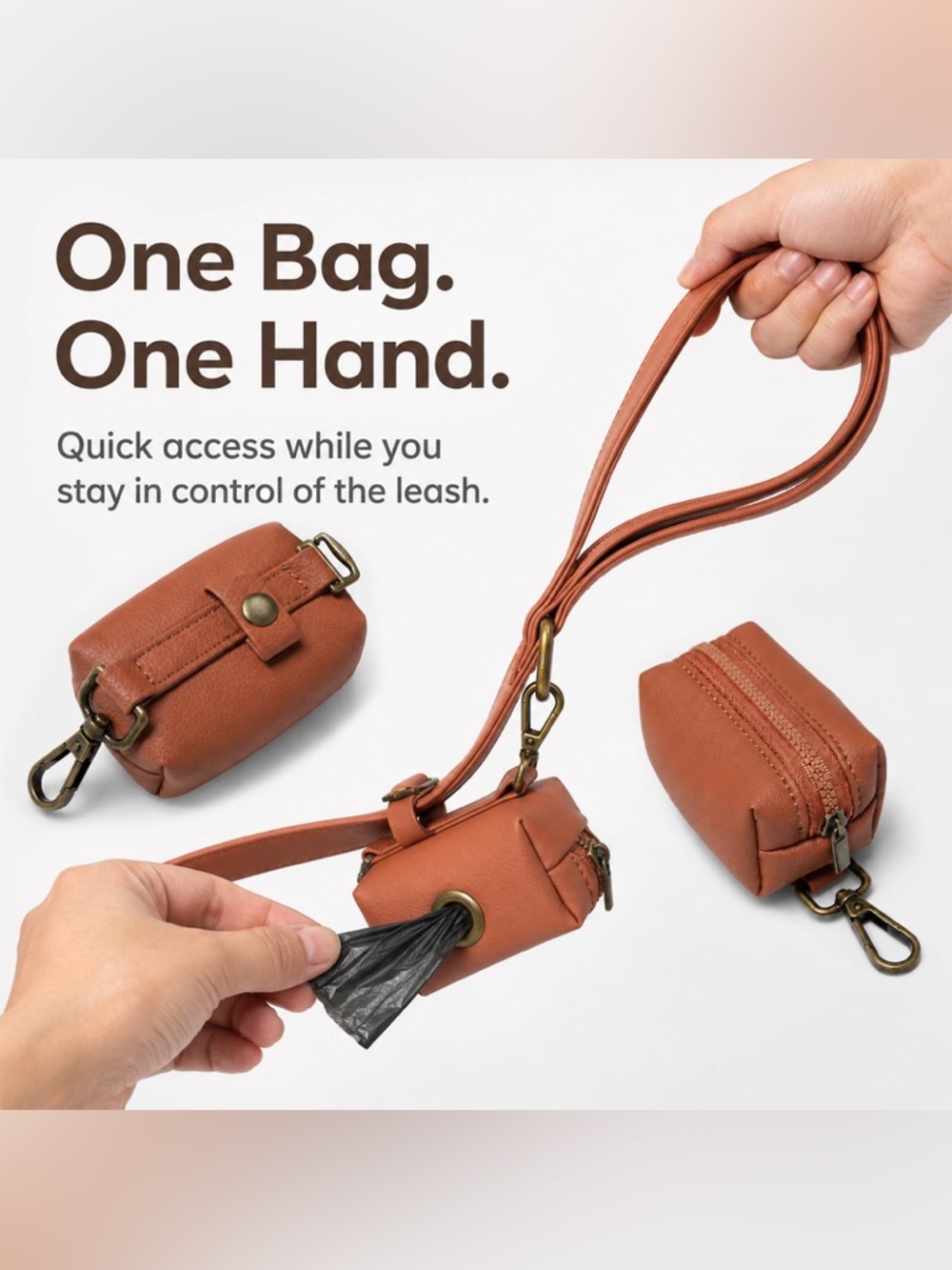 Leather Dog Waste Bag Holder - Black - Picture 5 of 12